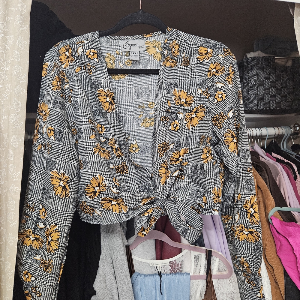 Floral Plaid Long Sleeve Top